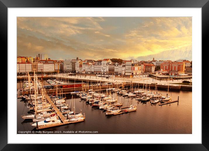 Sunriseing by the marina in La Corona Spain  Framed Mounted Print by Holly Burgess