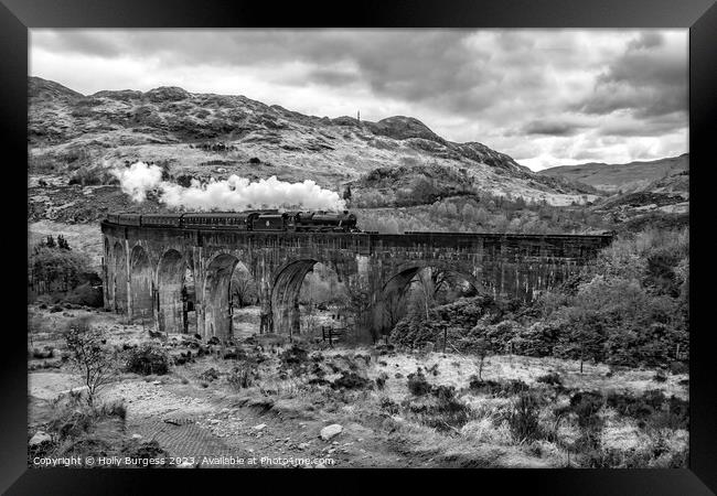 Jacobite Steam Locomotive  West highlands line in Scotland  Framed Print by Holly Burgess