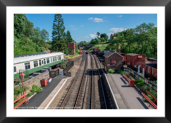 Steam train coming down the track Harry Potter  Framed Mounted Print by Holly Burgess