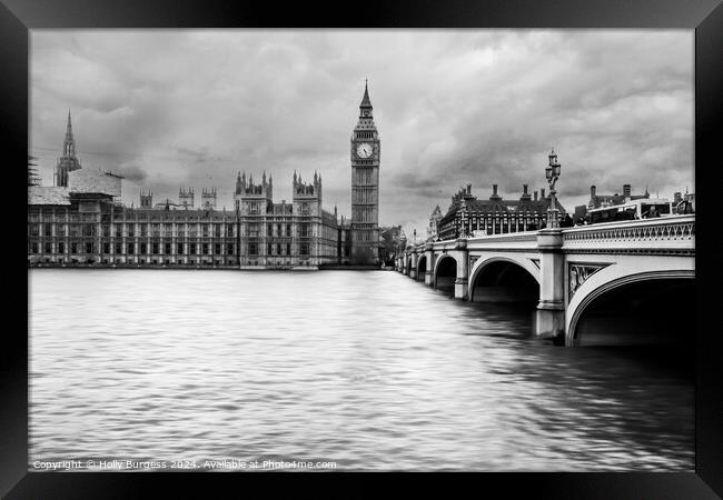 Westminster Abbey on the thames London  Framed Print by Holly Burgess