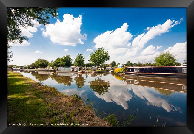 Boats and Barges on a stretch of the river in Trent  Framed Print by Holly Burgess