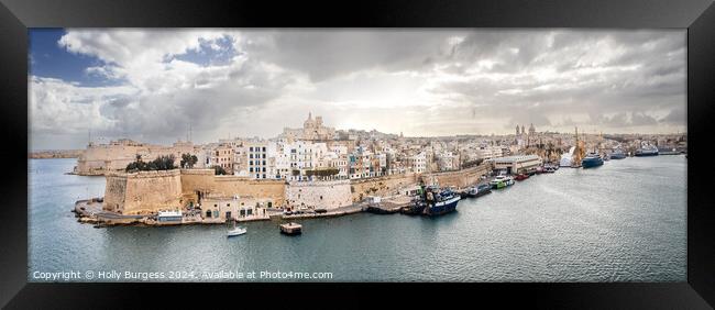 Malta Grand Harbour, George Cross island  Framed Print by Holly Burgess