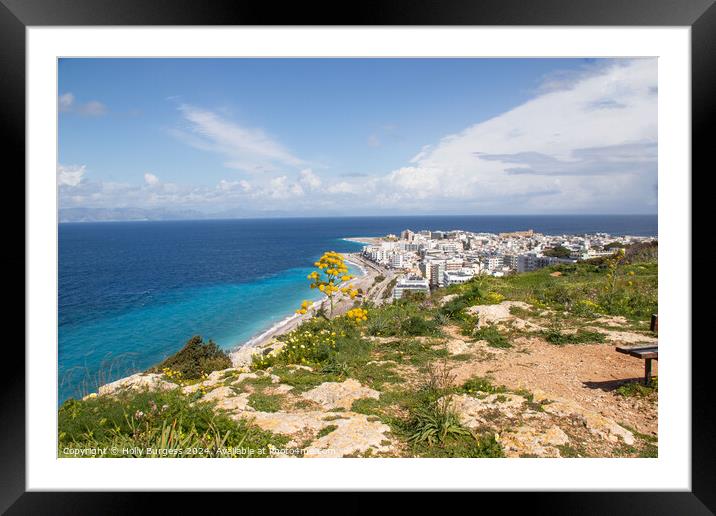 Panoramic View of Rhodes from the top of a mountion Greece Framed Mounted Print by Holly Burgess