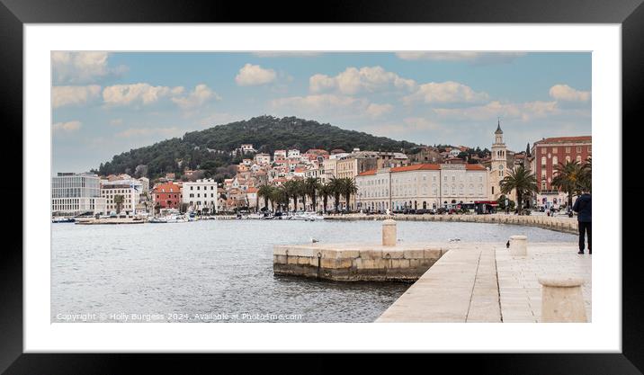 Split Town walking by the water front Framed Mounted Print by Holly Burgess
