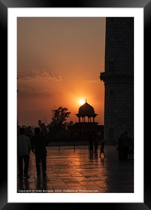 Taj Mahal at sunset  Framed Mounted Print by Holly Burgess