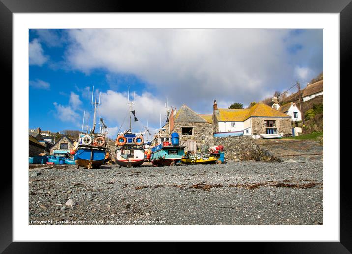 Mullion Cove, Cornwall, or Porth Mellin  Framed Mounted Print by Holly Burgess