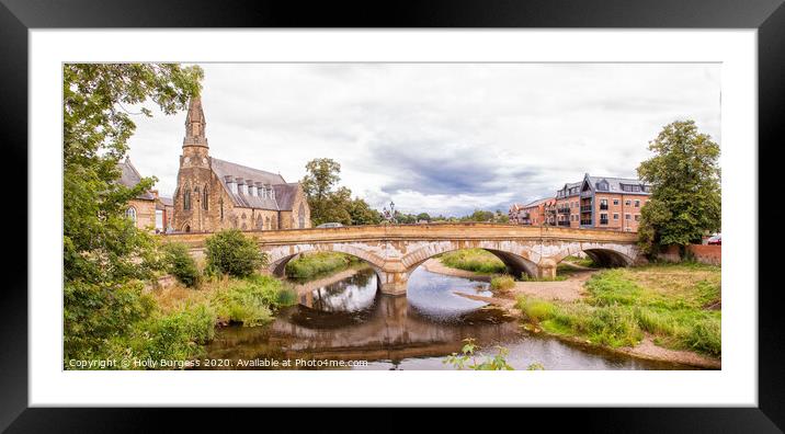 Morpeth St Georges reform church, over looking Wansbeck river and Telford Bridge  Framed Mounted Print by Holly Burgess