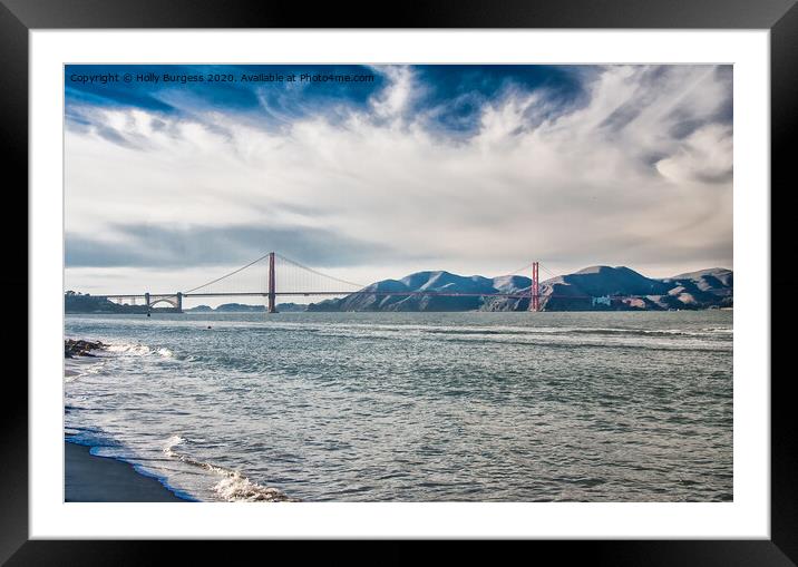 San Francisco looking at the Golden gate bridge from the Sea Framed Mounted Print by Holly Burgess
