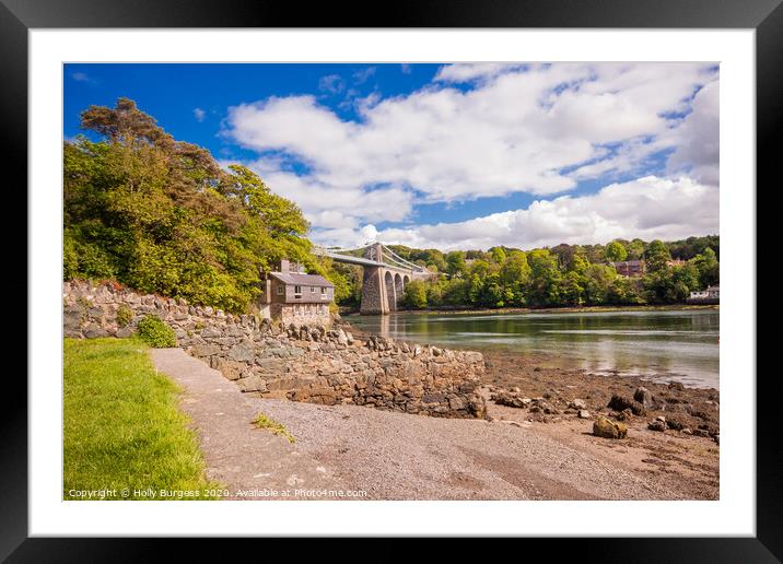 Anglesey Menai Suspension bridge in the back ground  Framed Mounted Print by Holly Burgess