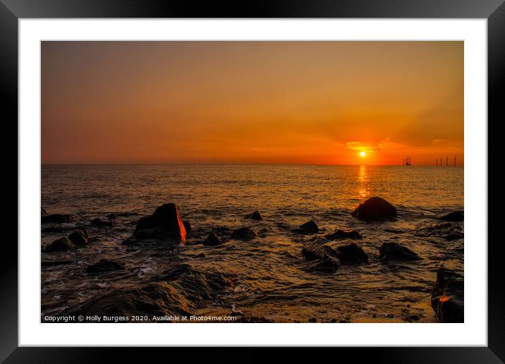 Sunrise at caister beach  Framed Mounted Print by Holly Burgess