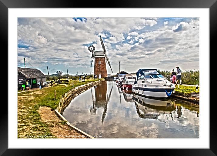 Captivating Horsey Windpump Reflections, Norfolk Framed Mounted Print by Holly Burgess
