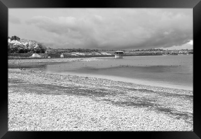 Carsington Waters, Derbyshire, black and white  Framed Print by Holly Burgess