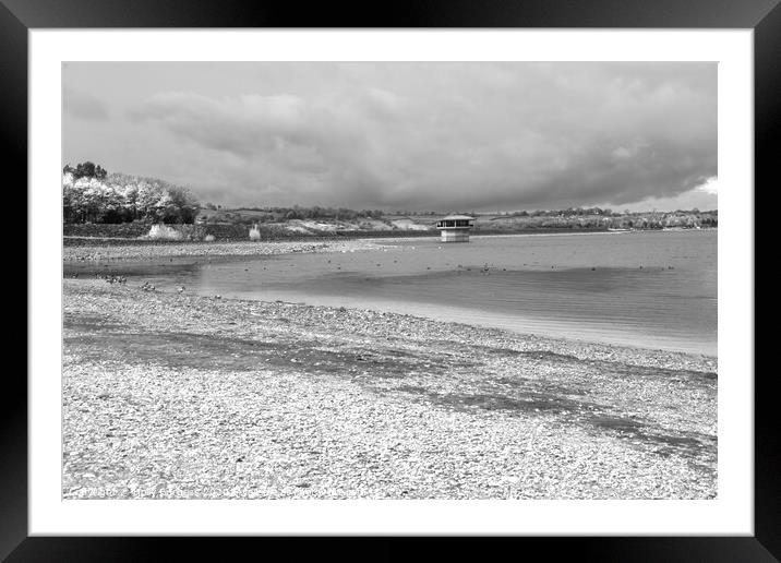Carsington Waters, Derbyshire, black and white  Framed Mounted Print by Holly Burgess