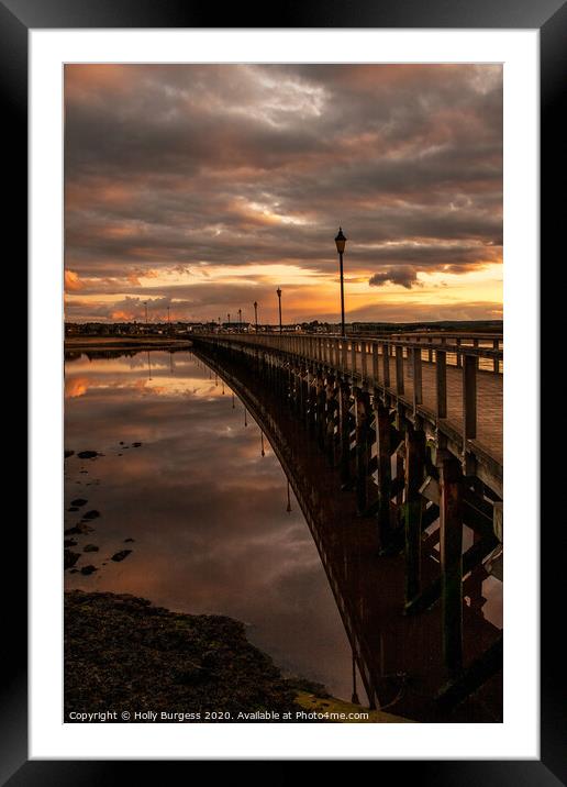 Amble by the sea Pier at night sunset  Framed Mounted Print by Holly Burgess