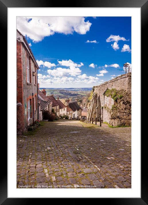 'Steep Journey: Shaftesbury's Iconic Gold Hill' Framed Mounted Print by Holly Burgess