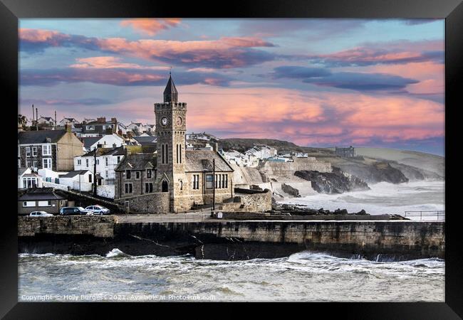 Portleven Cornwell, Methodist Church over looking the sea  Framed Print by Holly Burgess