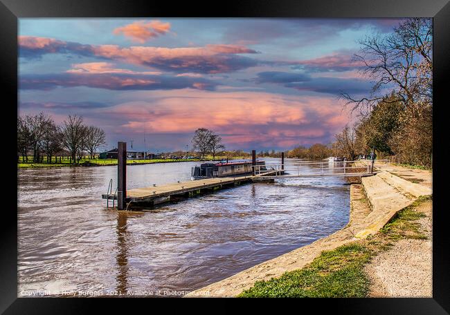 Trent Lock Sawley  Framed Print by Holly Burgess