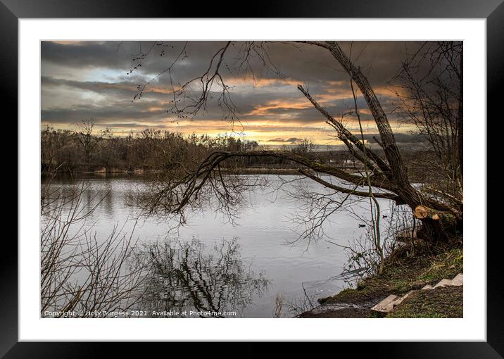 Sunset on the lake Derbyshire  Framed Mounted Print by Holly Burgess