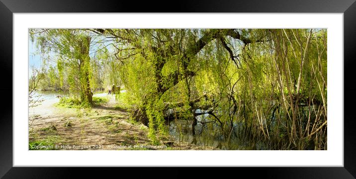 Serene Waterside Stroll, Nottingham Lake Framed Mounted Print by Holly Burgess