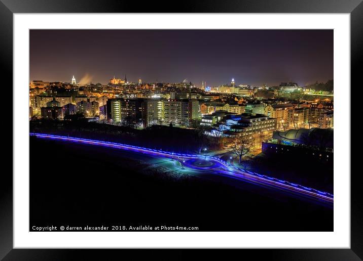 Edinburgh light trails Framed Mounted Print by D.APHOTOGRAPHY 