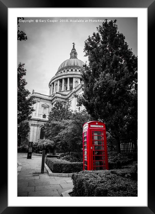 Red Phone Box By St Pauls Framed Mounted Print by Gary Cooper