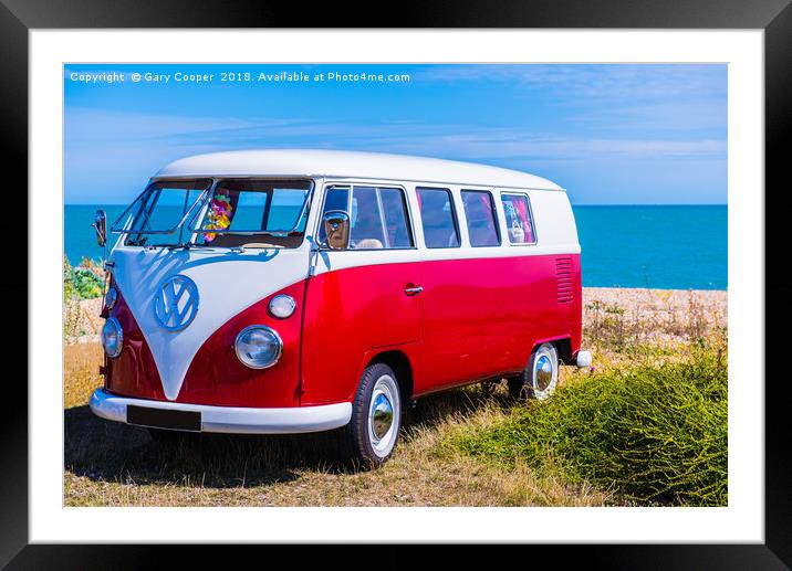 VW Camper Van By The Sea Framed Mounted Print by Gary Cooper