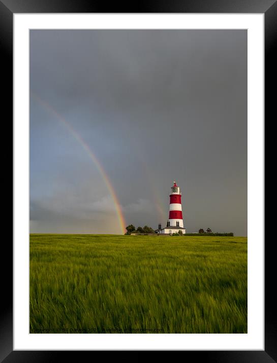 Rainbows over Happisburgh Lighthouse Framed Mounted Print by Bill Daniels