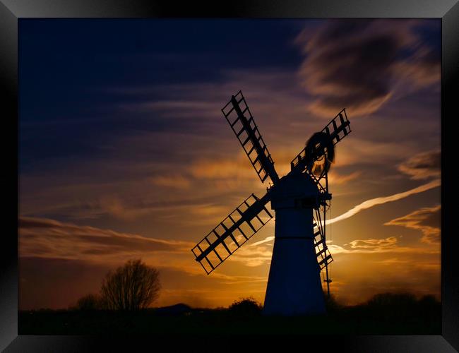 Thurne Mill by Moonlight Framed Print by Bill Daniels