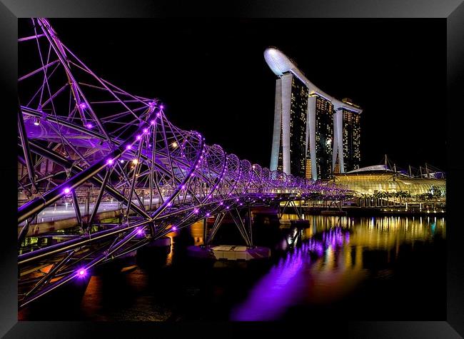 Sands Bay Resort Helix Bridge Singapore Framed Print by Danny Cannon