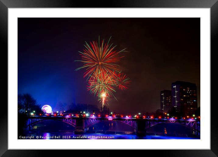 Fireworks on the Green 2 Framed Mounted Print by Raymond Bell