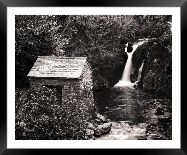 The Grot and Waterfall at Rydal Hall Framed Mounted Print by Jonathan Tallon