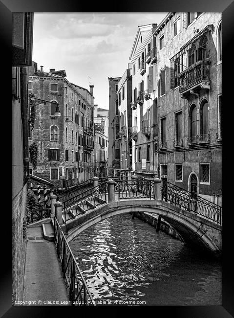 Small canal in Venice Black&White Framed Print by Claudio Lepri