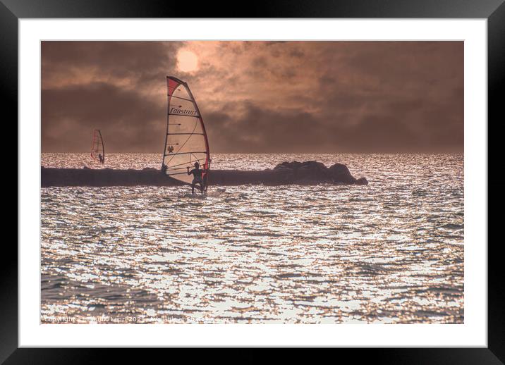 Windsurfing Framed Mounted Print by Claudio Lepri