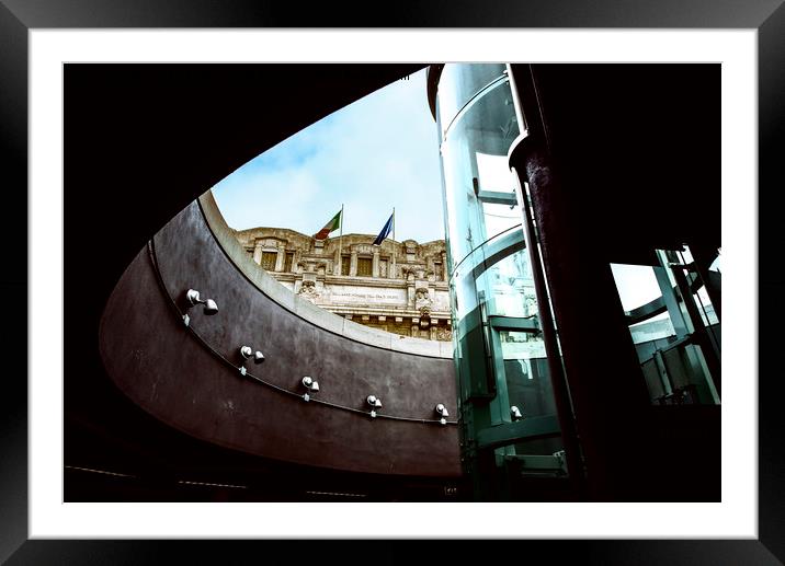 Urban Slit. The Central Station in Milan Framed Mounted Print by Claudio Lepri