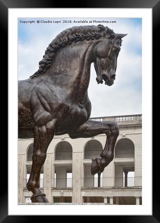 The Horse of Leonardo, close-up, Milan Italy Framed Mounted Print by Claudio Lepri