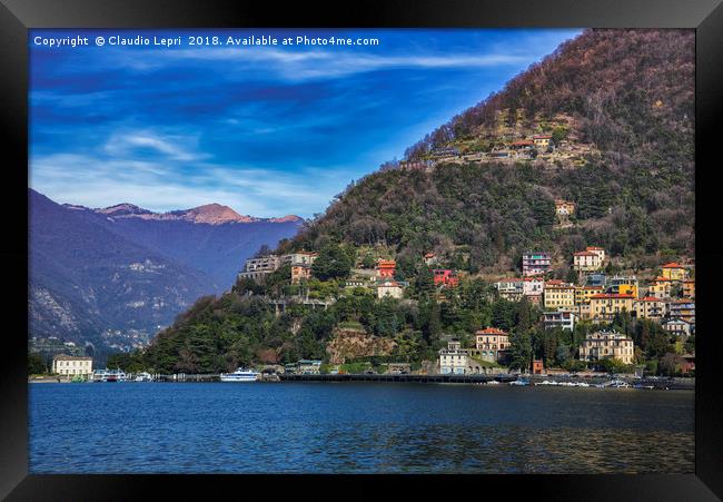 Lake of Como with Brunate mountain Framed Print by Claudio Lepri
