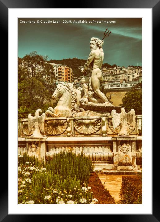 The Fountain of Neptune -  City background Framed Mounted Print by Claudio Lepri