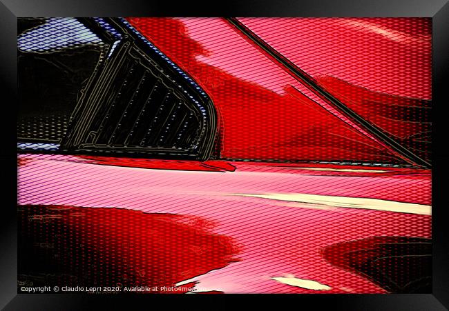Rosso Ferrari #4 _ Digital Art Framed Print by Claudio Lepri