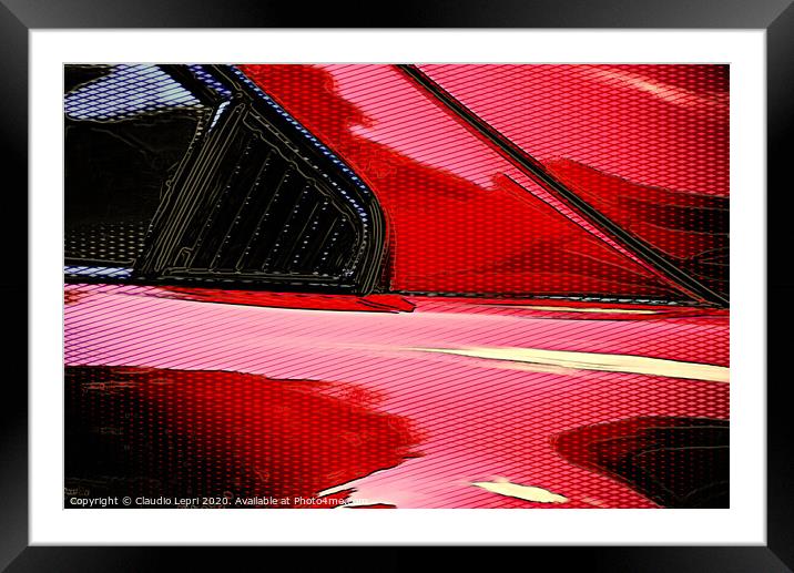 Rosso Ferrari #4 _ Digital Art Framed Mounted Print by Claudio Lepri