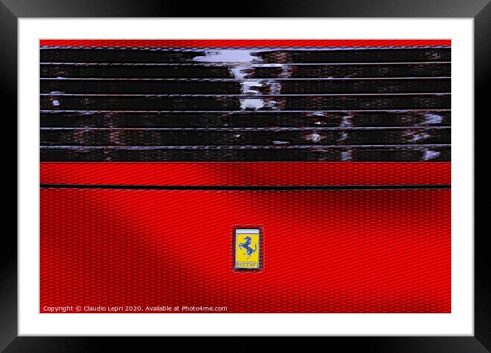 Rosso Ferrari #2 _ Digital Art Framed Mounted Print by Claudio Lepri