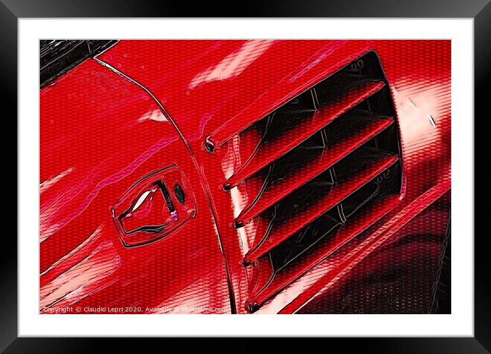 Rosso Ferrari #1 _ Digital Art Framed Mounted Print by Claudio Lepri