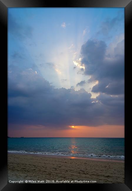 Sunset on the Beach Framed Print by Miles Watt
