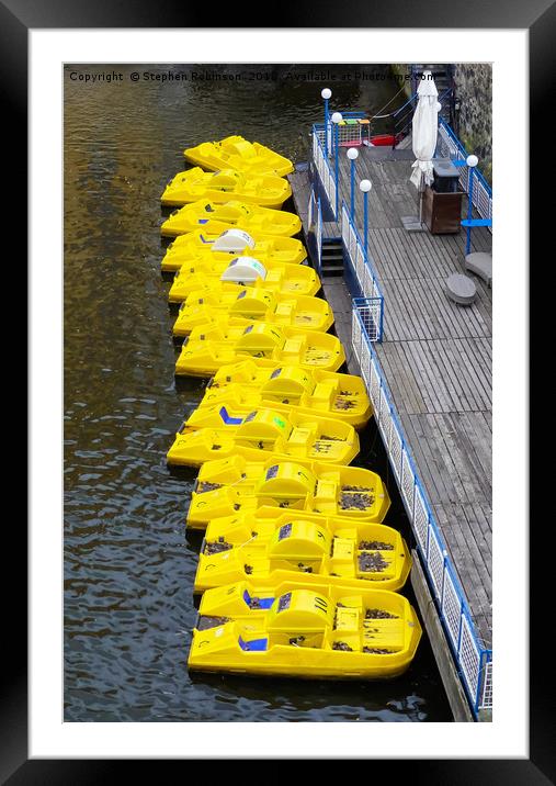 Yellow pedalos at rest Framed Mounted Print by Stephen Robinson