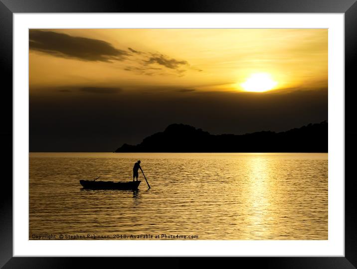 Fisherman checking  his nets, Lopud Bay, Croatia Framed Mounted Print by Stephen Robinson