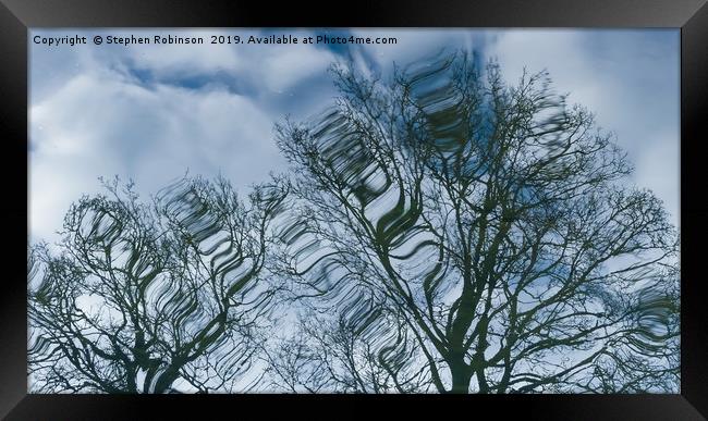 Nature's Abstract...trees on a lake Framed Print by Stephen Robinson