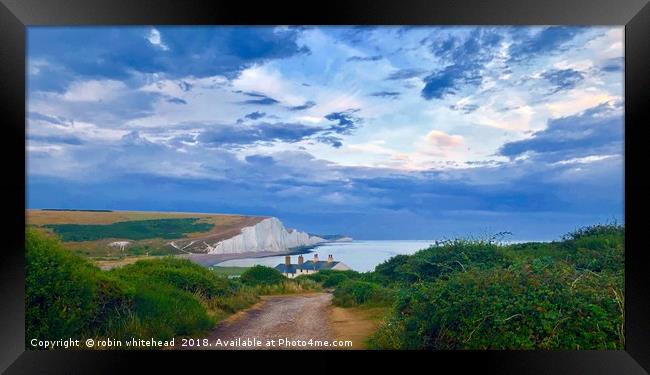 Bloody Moon at Cuckmere Haven  Framed Print by robin whitehead