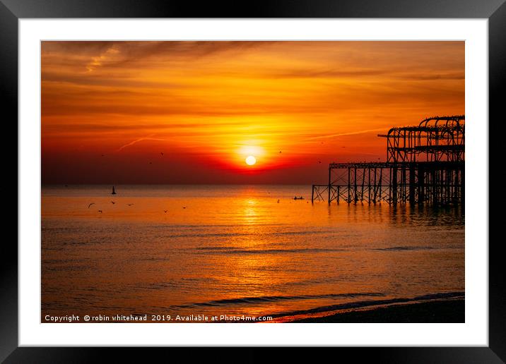 Love on the Beach - St Valentine's Day on Brighton Framed Mounted Print by robin whitehead