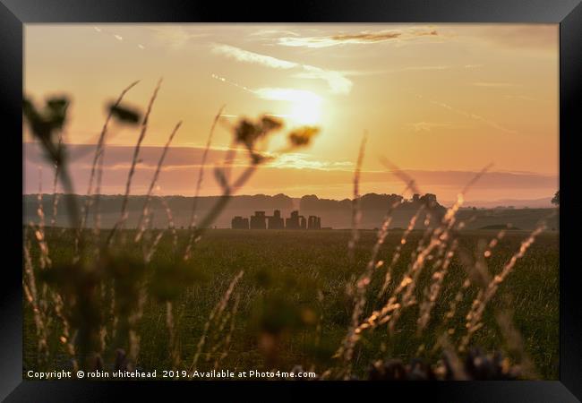 Dawn at Stonehenge Framed Print by robin whitehead