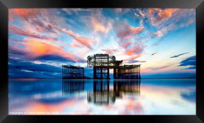 Beautiful Sunset at Brighton's West Pier Framed Print by robin whitehead