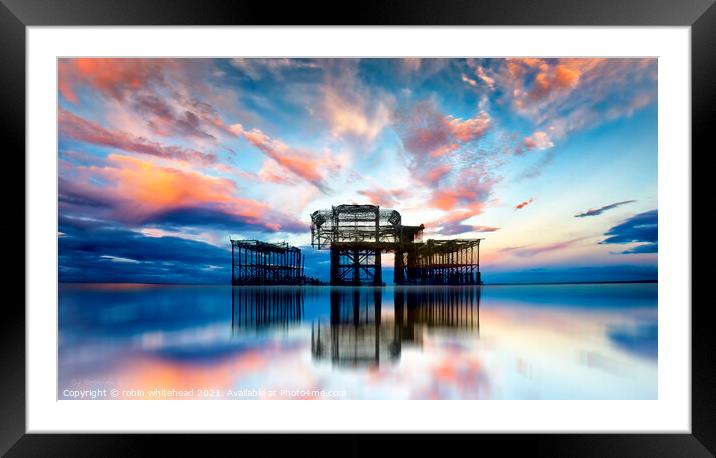 Beautiful Sunset at Brighton's West Pier Framed Mounted Print by robin whitehead